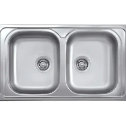 Lavello da incasso 2 vasche 86 cm inox