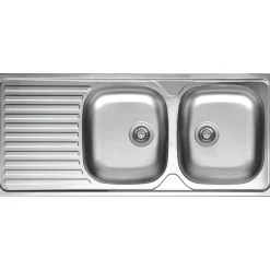 Lavello da incasso 2 vasche dx 116 cm inox