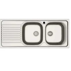 Lavello da incasso 2 vasche dx gocciolatoio sx 116x50 cm inox