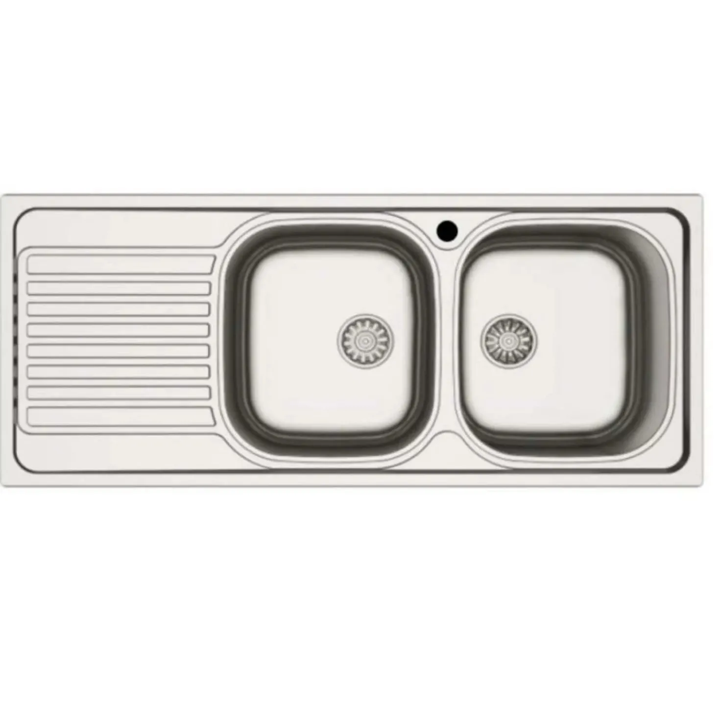 Lavello da incasso 2 vasche dx gocciolatoio sx 116x50 cm inox