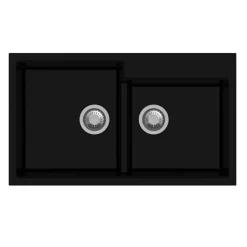 Lavello da incasso in quarzo 2 vasche 86x50 cm nero
