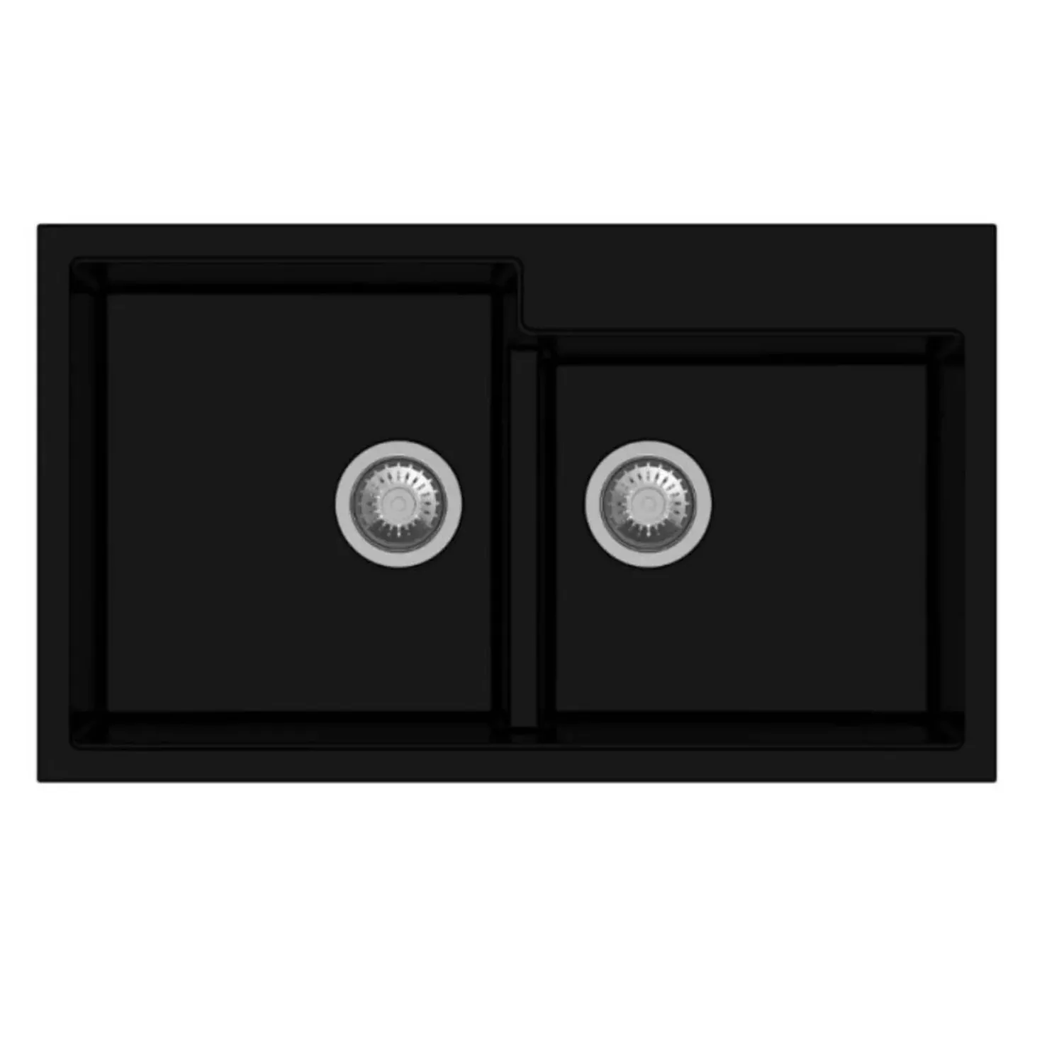 Lavello da incasso in quarzo 2 vasche 86x50 cm nero