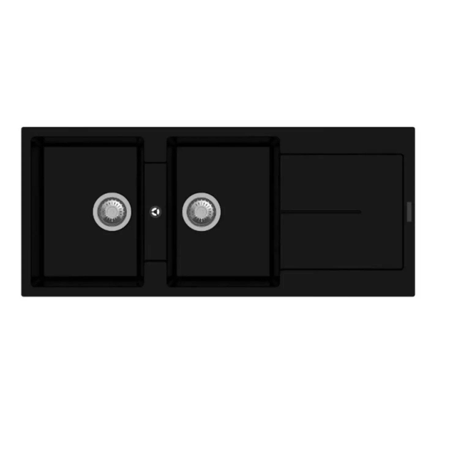Lavello da incasso in quarzo 2 vasche 116x50 cm nero