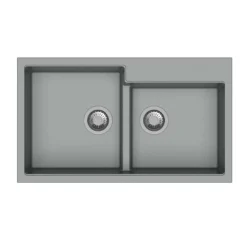 Lavello da incasso in quarzo 2 vasche 86x50 cm grigio