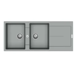Lavello da incasso in quarzo 2 vasche 116x50 cm grigio