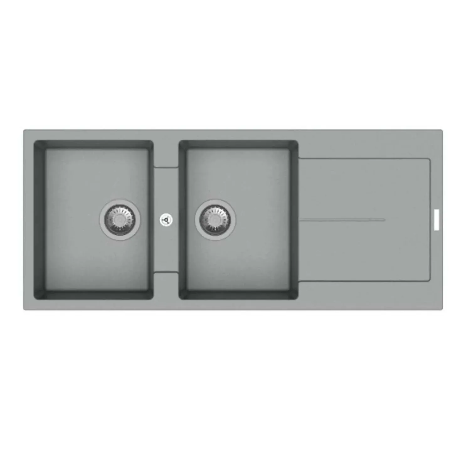 Lavello da incasso in quarzo 2 vasche 116x50 cm grigio