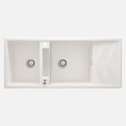 Lavello magnetico 2 vasche gocciolatoio Idrostile Guayos 500x224 mm Alabastro