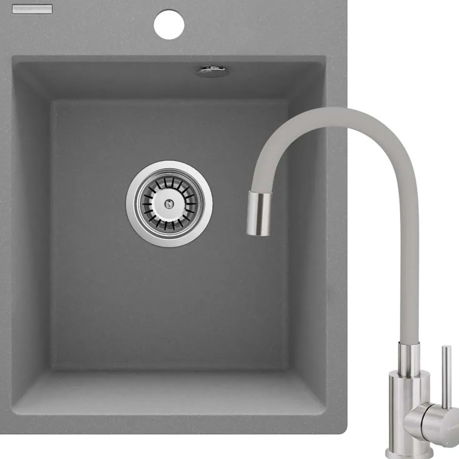 Lavello rubinetto 1 vasca Idrostile Bayamo 500x211 mm grigio metallizzato