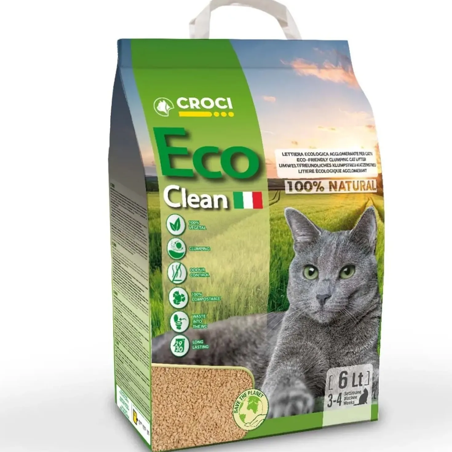 Lettiera Gatto vegetale Eco Clean