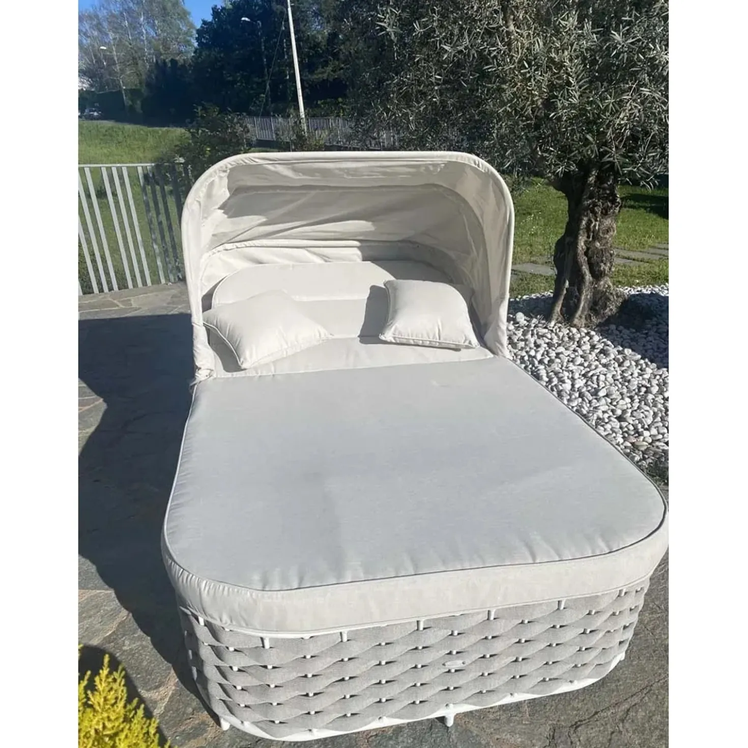 Lettino doppio Sunlounge Agapanthus in alluminio bianco 2 posti