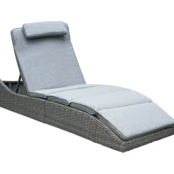 Lettino prendisole pieghevole e reclinabile in acciaio e wicker grigio