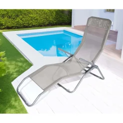 Lettino prendisole Riccione in metallo e textilene grigio