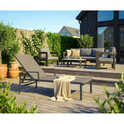 Lettino reclinabile Fernbrook in acciaio taupe