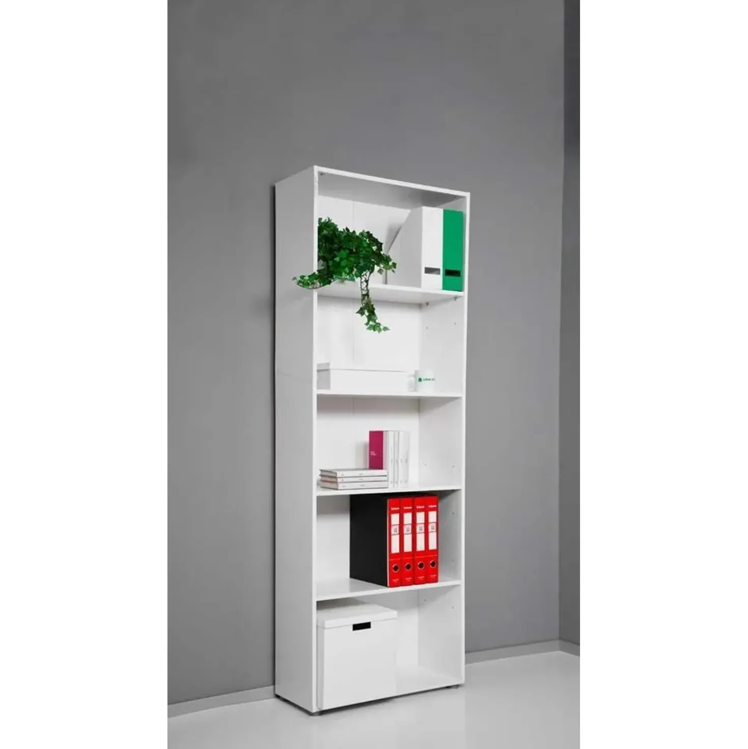 Liberia 5 vani in truciolare 200x69x35 cm bianco