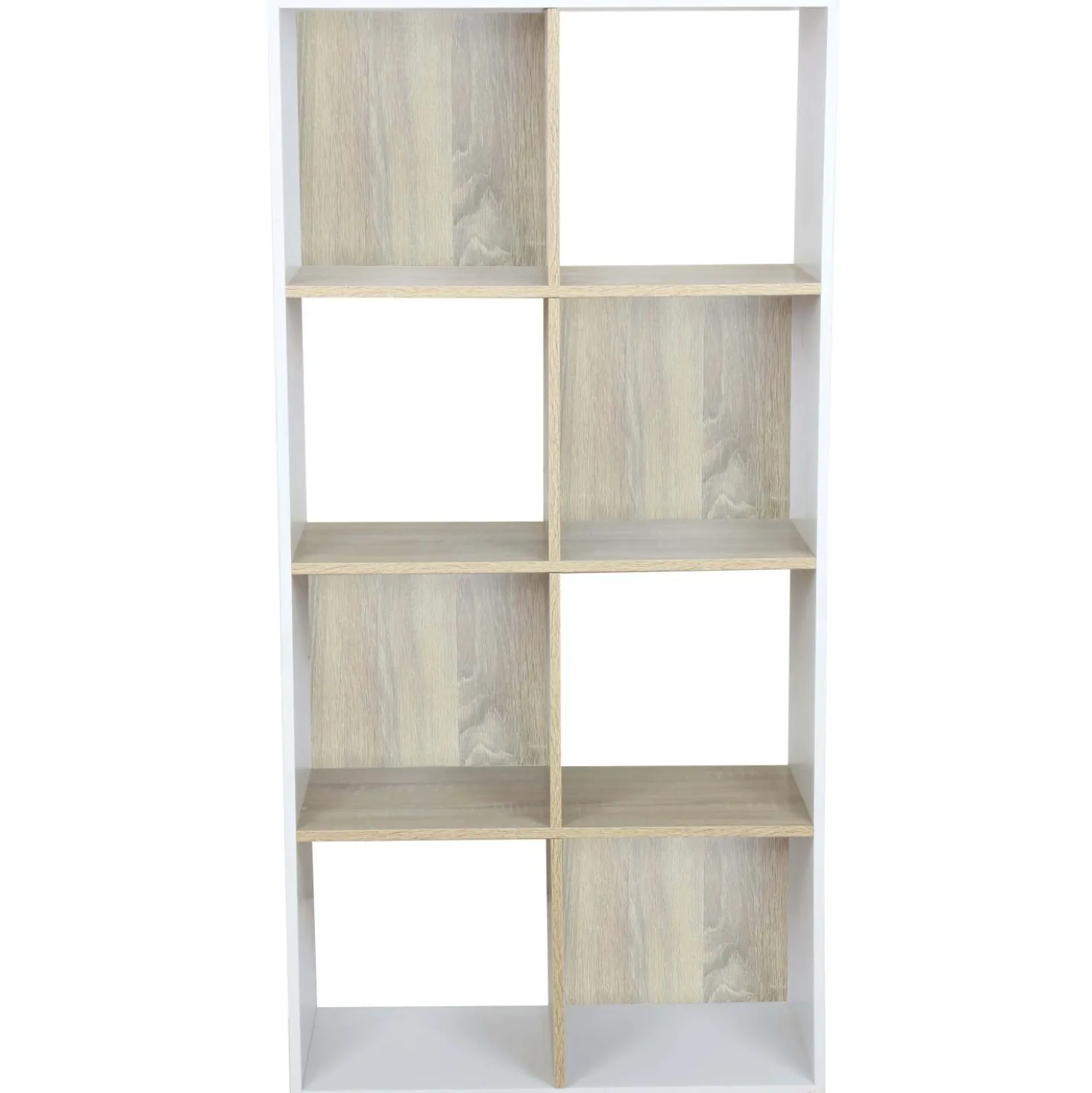 Libreria 8 vani in pannello truciolare Bianco-Sonoma 60x30x120 cm