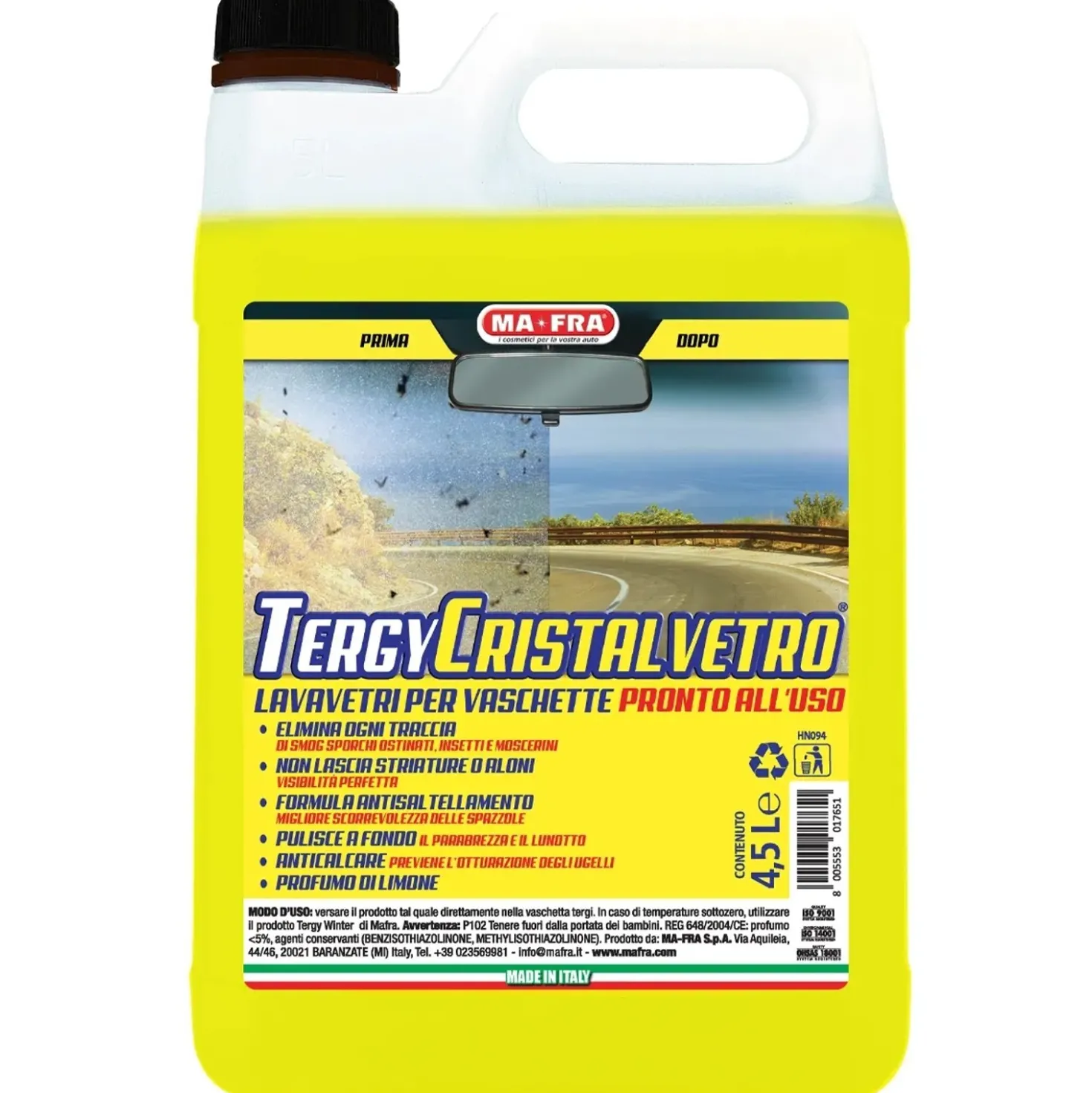 Liquido lavavetri Tergy Cristalvetro 4,5 l