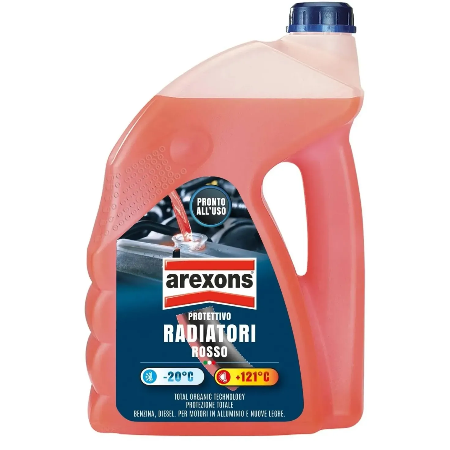 Liquido protettivo AREXONS radiatori rosso pronto all`uso -20°C 4,5 l
