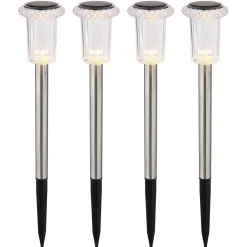 Luci solari da giardino LED in acciaio inox Ø 54 mm 3500K Set 4 pz