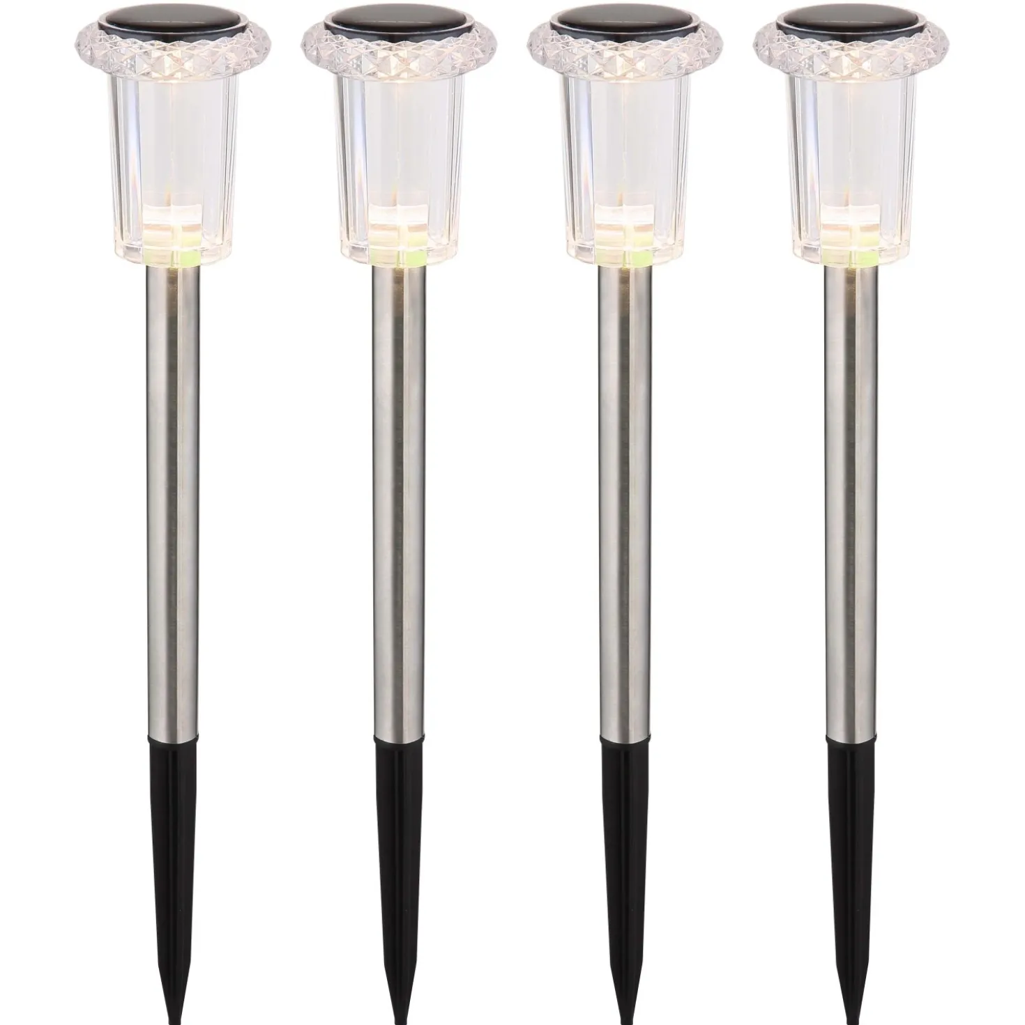 Luci solari da giardino LED in acciaio inox Ø 54 mm 3500K Set 4 pz