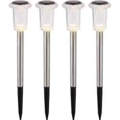 Luci solari da giardino LED in acciaio inox Ø 54 mm 3500K Set 4 pz