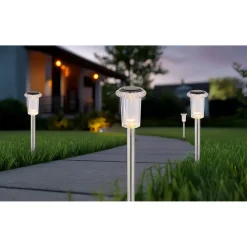 Luci solari da giardino LED in acciaio inox Ø 54 mm 3500K Set 4 pz