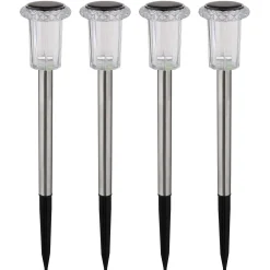 Luci solari da giardino LED in acciaio inox Ø 54 mm 3500K Set 4 pz
