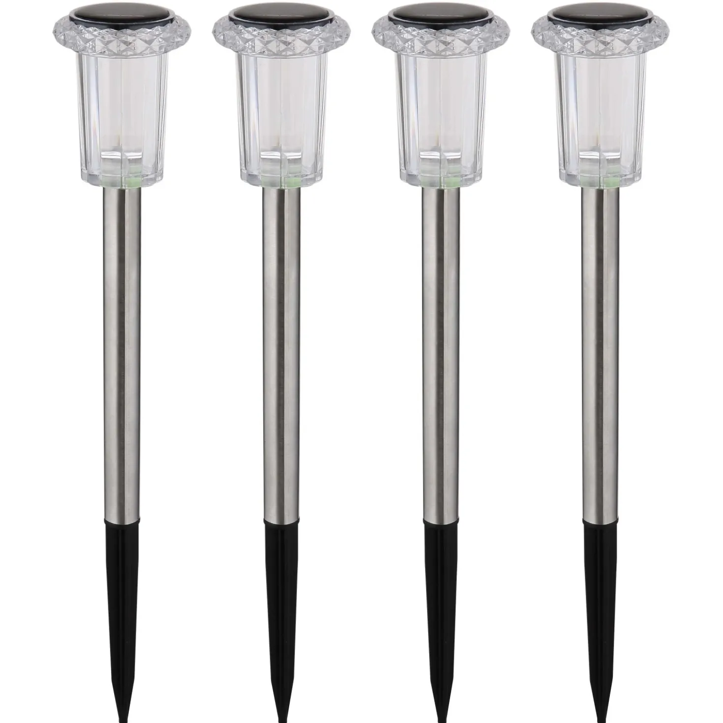 Luci solari da giardino LED in acciaio inox Ø 54 mm 3500K Set 4 pz