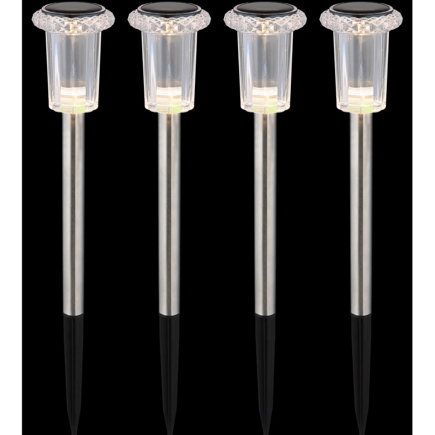 Luci solari da giardino LED in acciaio inox Ø 54 mm 3500K Set 4 pz