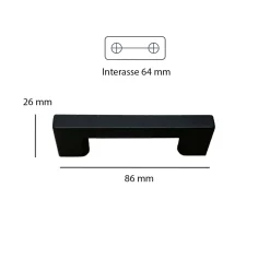 Maniglia in plastica riciclata 64x86x19 mm nero