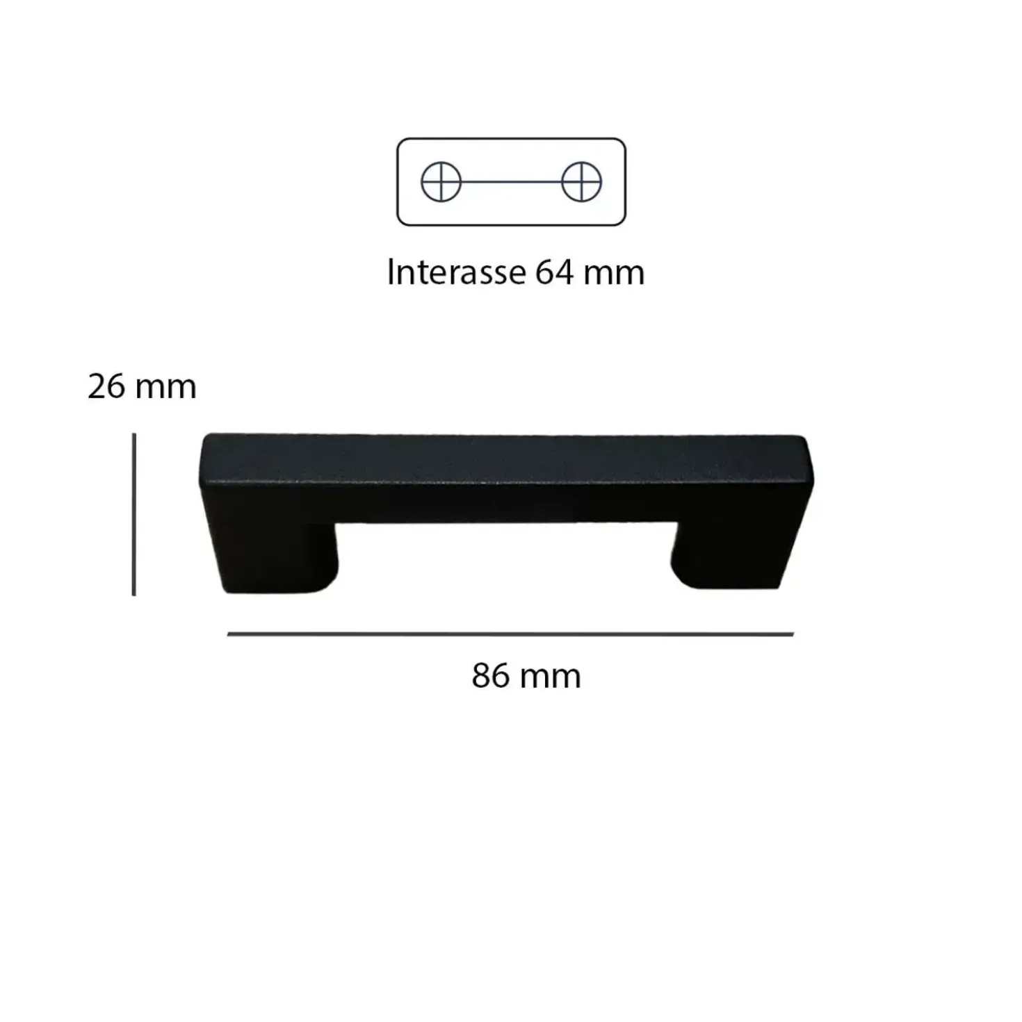 Maniglia in plastica riciclata 64x86x19 mm nero