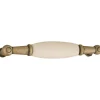 Maniglia in zama-ceramica interasse 96 mm argento antico-bianco