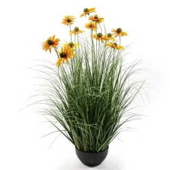 Margherite finte in vaso 90 cm giallo