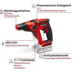 Martello tassellatore a batteria Einhell TE-HD 18/12 Li - Solo corpo macchina