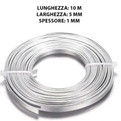 Matassina da 10 m di filo in alluminio piatto argento