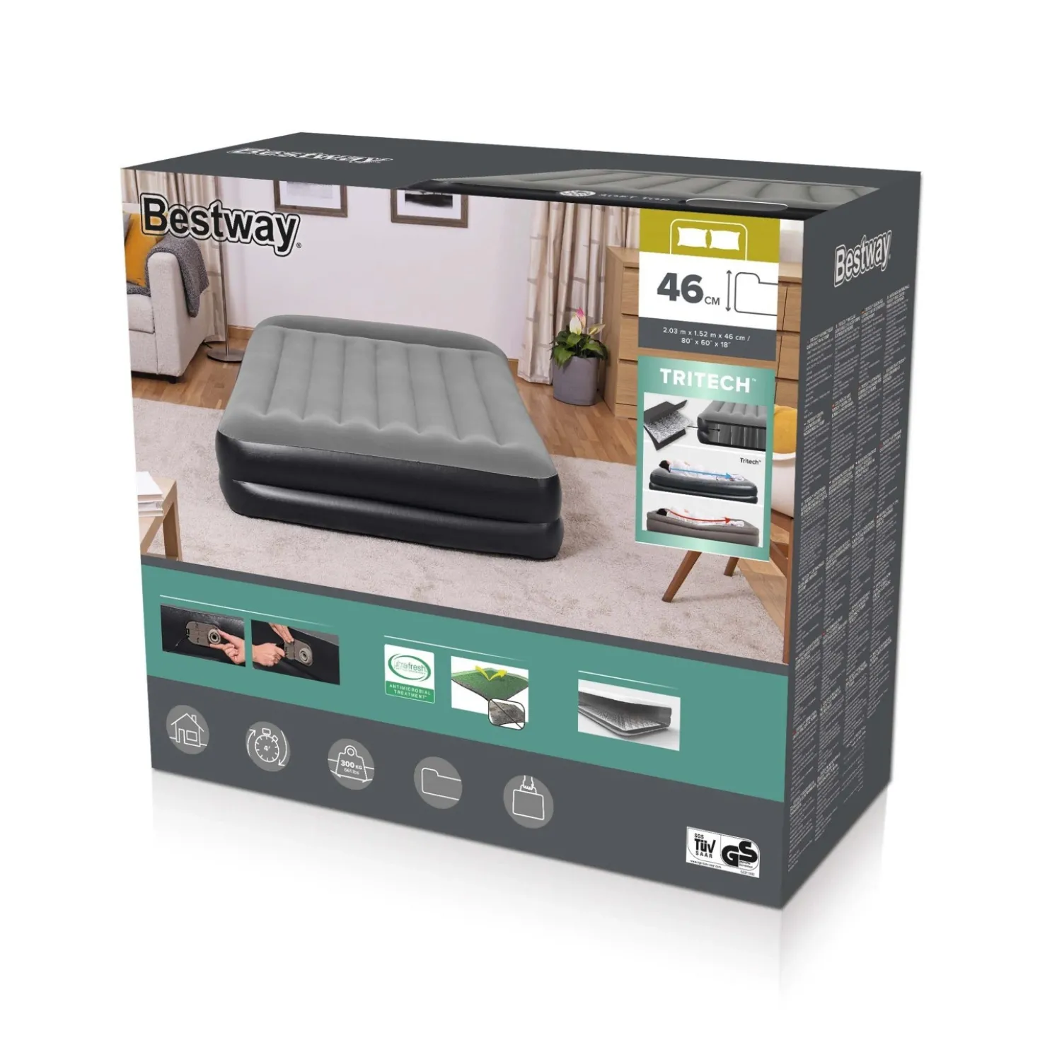 Materasso matrimoniale Bestway® in Tritech™ con pompa CA 203x152x46 cm