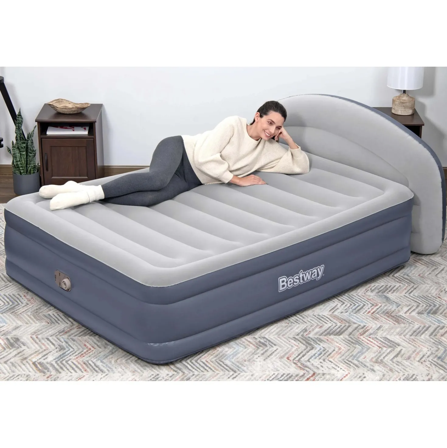 Materasso matrimoniale LoungeLux™ con testiera 2,29x1,52x84 cm grigio