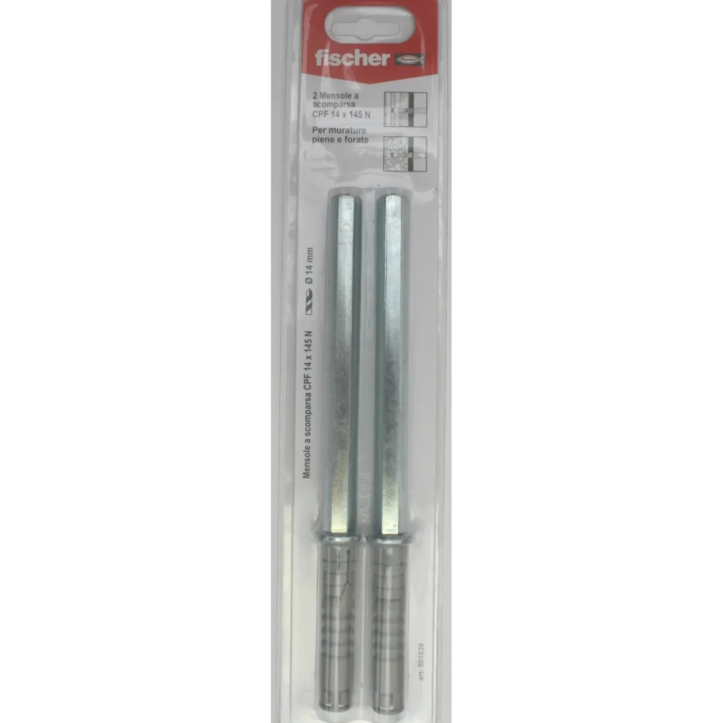 Mensola a scomparsa Fischer CPF per ripiani da 16-20 cm 2 pz
