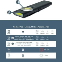 Mini torcia ULTRA SLIM LED COB USB C 500 lm in Alluminio Aeronautico