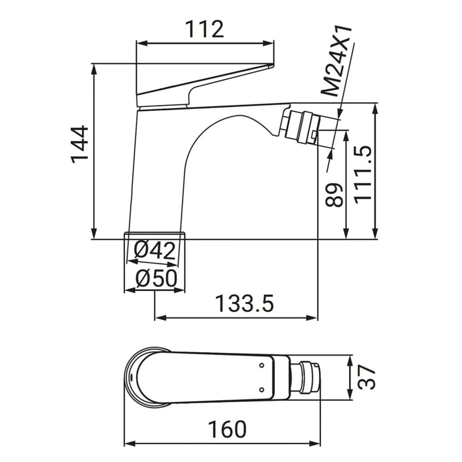 Miscelatore bidet Dynamic gungrey