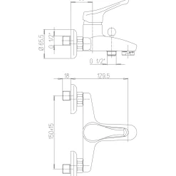 Miscelatore esterno vasca Prime compreso di kit doccia cromo