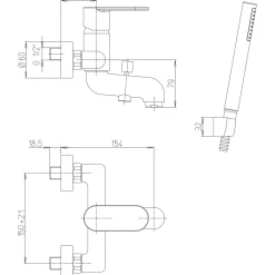 Miscelatore esterno vasca Tube compreso di kit doccia cromo