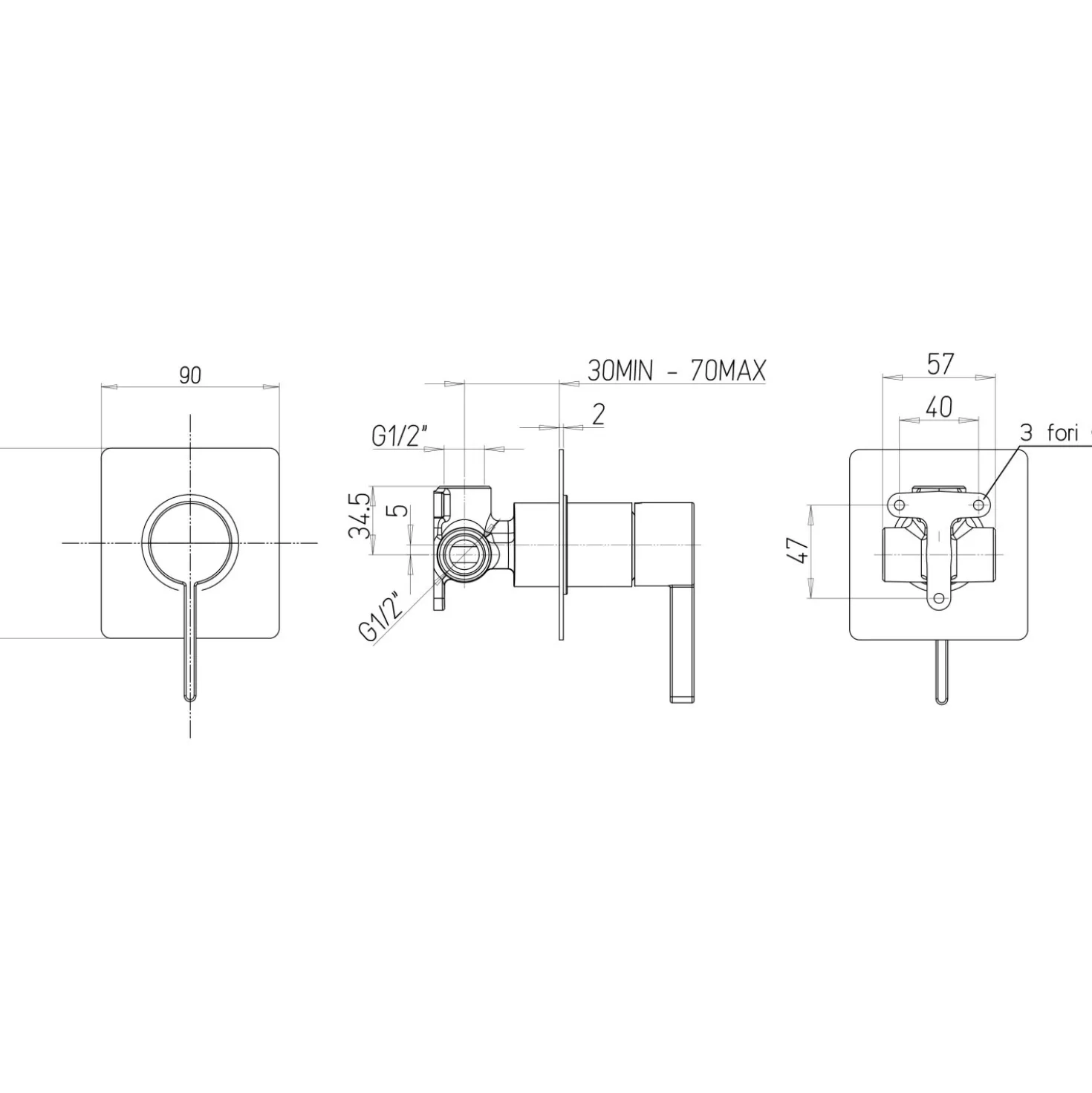 Miscelatore incasso doccia Rainbow 1 via cromo