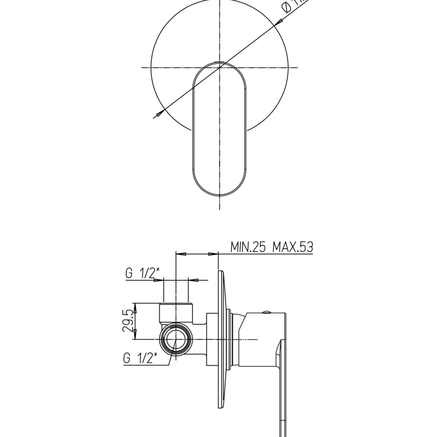 Miscelatore incasso doccia Tube 1 via cromo