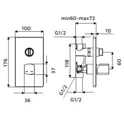 Miscelatore incasso doccia con deviatore Zefir nero opaco Ø 25 mm