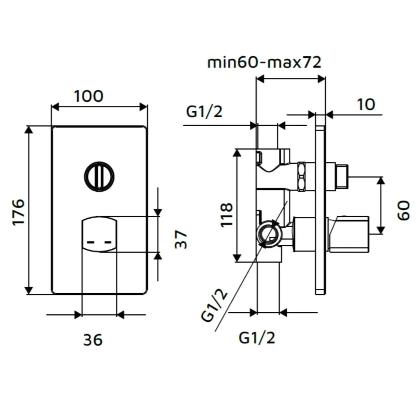 Miscelatore incasso doccia con deviatore Zefir nero opaco Ø 25 mm
