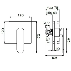 Miscelatore incasso doccia Zefir oro opaco Ø 35 mm