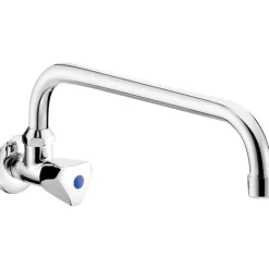 Miscelatore lavabo a parete per acqua fredda o mista cromo L10,5xP34xH5cm