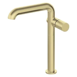 Miscelatore lavabo Iguará alto con bocca rettangolare oro spazzolato