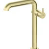 Miscelatore lavabo Limonar alto con bocca rettangolare oro spazzolato