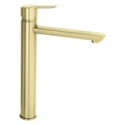 Miscelatore lavabo Rodas alto oro spazzolato H70 L265 P495 mm